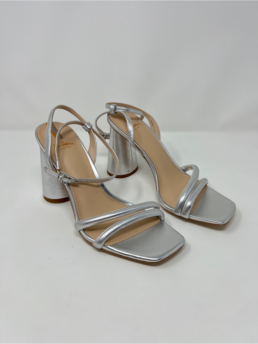 Sam Edelman Silver Strappy Block Heel Sandals